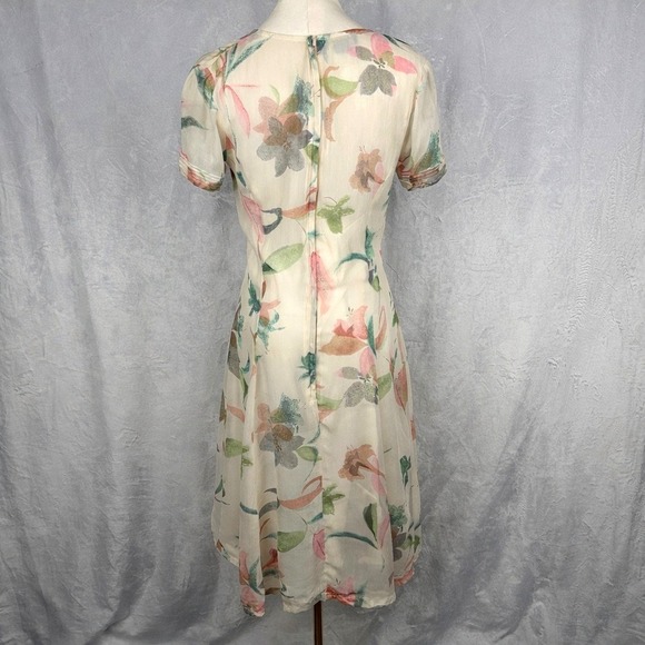 Vintage Monsoon Floral Midi Tea Dress Cottagecore Romantic Boho Size 6/Small - Picture 3 of 9